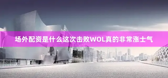 场外配资是什么这次击败WOL真的非常涨士气
